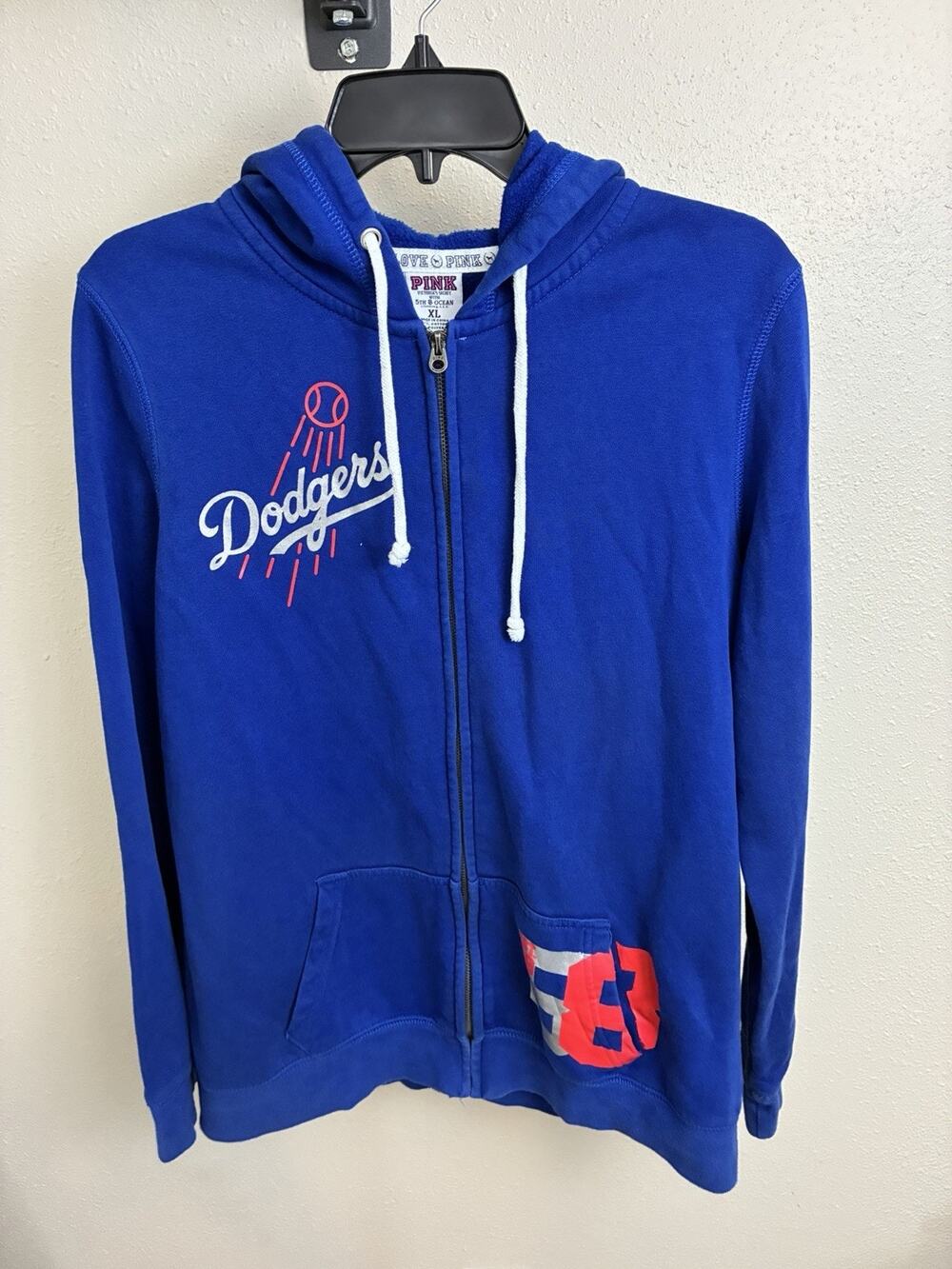 Victorias Secret Pink with 5th & Ocean LA Dodgers Full Zip Sweatshirt Size XL